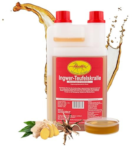 Scheidler horse-direkt Ingwer-Teufelskralle Liquid für Pferde 1000ml – Natürliches Ergänzungsfutter – Alternative zu Pulver/Pellets – Förderung der Freude an Bewegung & Wohlbefinden