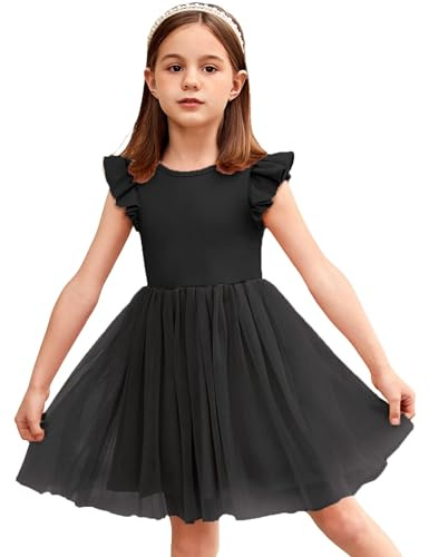 Arshiner Girls Dress Toddler Summer Dress Ruffles Sleeveless Dress Halloween Party Dress Princess Dress Children Black Dress Tulle Ball Dress 3-4 Years