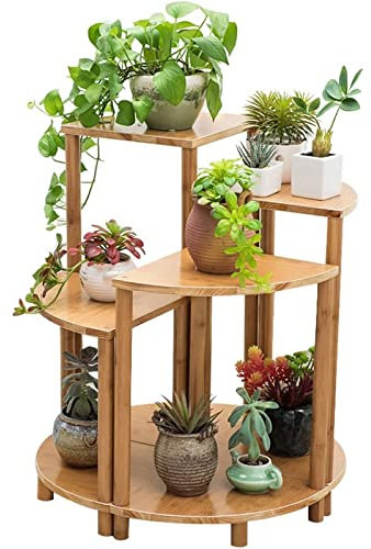 SUNMME Estante para Flores Mejorado, Estante Simple para Plantas, Soporte Combinado para Flores en Forma de Abanico para balcón, Soporte para Plantas de Madera Maciza Multicapa para Sala de Estar