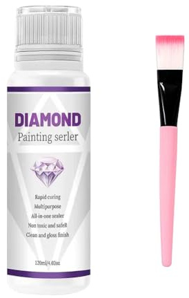 Fiorky Diamond Painting Sealer 60ML with Brushes, 5D Diamond Painting Art Glue with Brush Diamond Painting Protectant Sealer Brightener for Shine Effect DIY Painting Crafts, Jigsaw Puzzles
