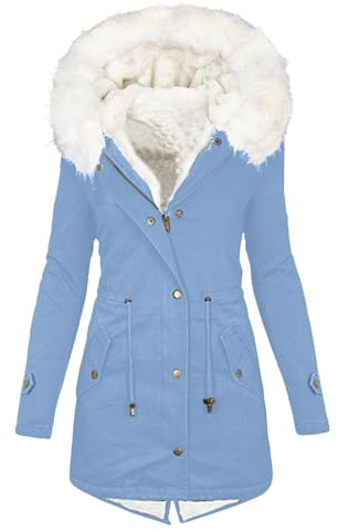 Dyhxuan Veste d'hiver pour femme - Parka longue - Doublure chaude - Doudoune en polaire avec capuche en fourrure - Veste d'extérieur - Grandes tailles - Manteau en duvet élégant - Manteau d'hiver pour