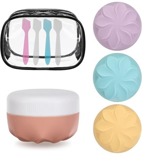 Pavlleen Cremetiegel Zum Befüllen, 4 Stück 30ml Silikon Cremedose, Reisebehälter Silikon,mit Klarsichtbeutel, Reise Kosmetik Behälter, Travel Essentials/Travel Accessories,für Kosmetik,Cremes,Lotionen