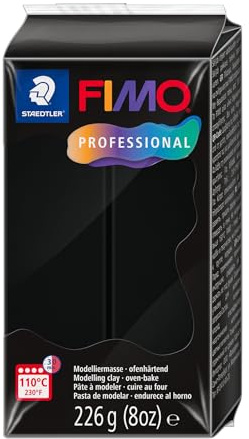 STAEDTLER FIMO professional 8042 Lera – svart, 226 g | Formstabil ugnshärdande lera för konstnärer – idealisk för filigran & caning-teknik – Art.-Nr. 8042-9