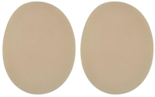 celloexpress Nude Faux Suede Elbow Patches Iron-On (1 Pair) | 140mm x 110mm Oval Patch for Knees Repair Jacket Jumper DIY Clothing
