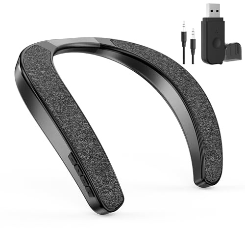 Smaloyd Bluetooth-högtalare, bärbar, trådlös, nackhängare, hem-TV-högtalare, teaterstereoljud, med mikrofon, trådlös för utomhussporter (svart + mottagare)
