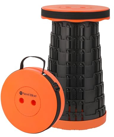 Trimming Shop Tabouret pliable portable et léger orange rétractable télescopique pour camping, pêche, randonnée, barbecue, extérieur, intérieur, cuisine avec capacité de charge de 200 kg