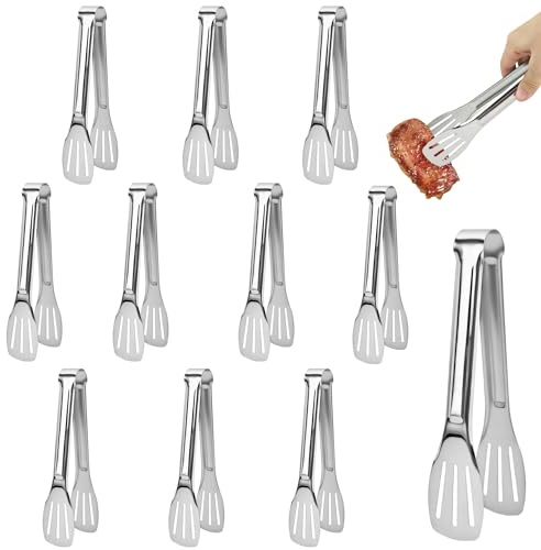 Axincardarm 12 Pcs Stainless Steel Kitchen Tongs 9 Inch Serving Tongs, Food Tong for Salad, Buffet, Cake, Party and Outdoor Grilling