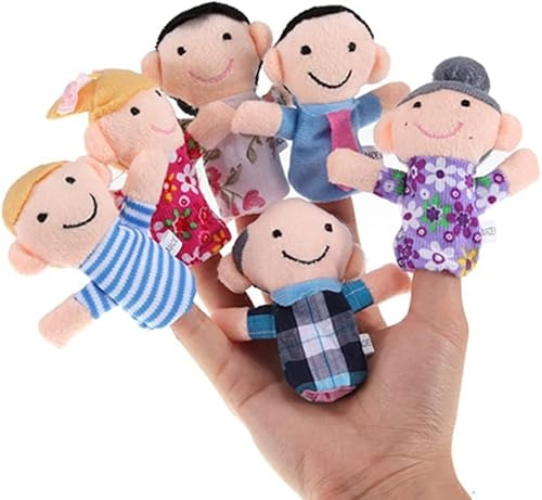 6 Pcs Family Finger Puppet Set, Velvet Cloth Finger Dolls, 6 Styles Family Member Ornaments, Novelty Decor for Themed Gathering, Birthday Presents and Christmas Decorations