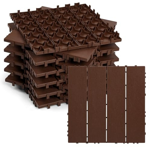 ISOISL Baldosas de polipropileno para terraza, 30 x 30 cm, imitación de madera, suelo de plástico con sistema de clic, para borde de piscina, sauna, balcón, terraza, impermeable, resistente al moho