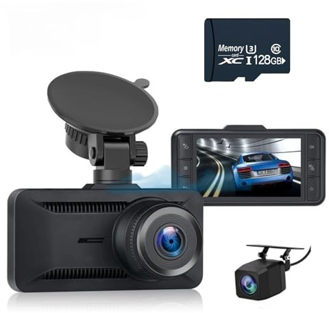 Oryzom Dashcam 4K Pro – Ultra HD Front/Rückkamera, Pro Nachtaufnahme & Rund-um-die-Uhr-Überwachung | Umfassende Sicherheit beim Fahren und Parken (4k+1080P+Adapter+128g)