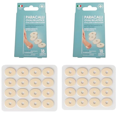 Topolenashop Paracalli Ovali in Lattice Naturale 36 Pezzi | Cuscinetti Anti-Sfregamento Autoadesivi per Calli Vesciche e Dita dei Piedi | Morbidi Trasparenti Confortevoli Misura 2,8x1,8 cm Art. 62094