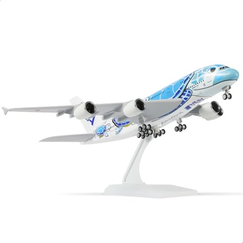 QIYUMOKE 1/240 A380 för ANA blå sköldpadda harts flygplansmodell med stativ