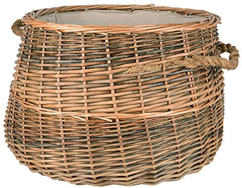 RM Design Cesta de mimbre para leña, cesta para leña de chimenea, cesta de la ropa o decoración, diámetro 50 cm
