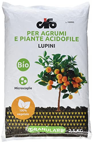 CIFO - Concime Agrumi a Base di Lupini Macinati per Limoni, Aranci e Piante Acidofile - Concime Granulare, Biologico e 100% Vegetale per Vasi e Piena Terra, Sostenibile per Orto e Giardinaggio, 2,5 Kg