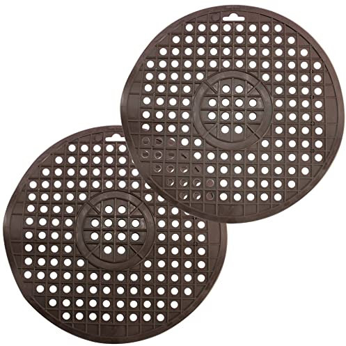 COM-FOUR® 2x Fodera per lavello - Tappetino rotondo per lavello - inserto per lavello protegge la superficie del lavello e le stoviglie (2 pezzi - marrone)