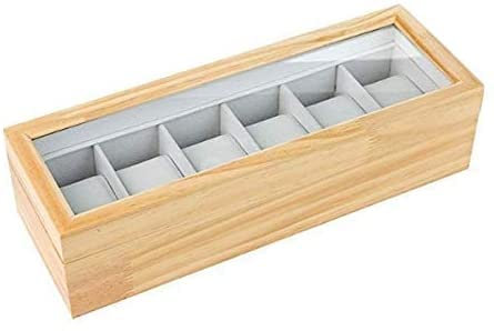 Klockförvaringslåda i massivt ljus Trä Klocklåda Organizer med skärm i glas Top by Case Elegance Watch Smycken Display
