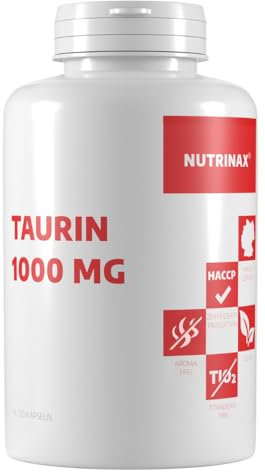 Nutrinax Taurin 1000mg - 240 vegane hochdosierte Kapseln - für 240 Tage Taurine - Made in Germany