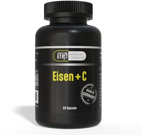 Eisen+C | 15mg Eisen + 40mg Vitamin C | hochdosiert | 60 Kapseln | 2 Monatsvorrat | Made in Germany | MP Nature
