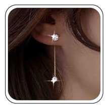 Atentuyi Hochzeit Diamant-Ohrringe Mit Gold Quaste - Lange Kette Mit Brautbaumeln, Mini Cz, Kristall-Ohrjacke, c3 Strass-Einfädelung Schmuck für Frauen und Mädchen