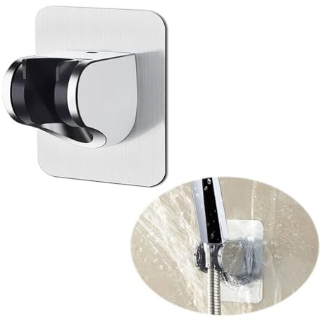 LightBeacon Soporte de Ducha de Mano, Soporte de Ducha Ajustable, Soporte para Rociador de Ducha sin Taladrar, Soporte de Ducha Universal, para Ducha de Mano o Rociador, Plástico ABS, Plateado
