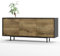 SIMPLYFURN Sideboard Akia Kommode für Wohnzimmer oder Flur in Anthrazit mit Eiche Ribbeck Türen, 154x40x66 cm, Metallfüße, Push-to-Open, modernes Lowboard mit verstellbaren Einlegeböden