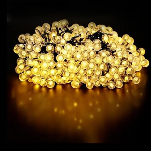 Brightium Guirnalda de luces solares - 12 metros de longitud, luz blanco cálido, incluye burbujas decorativas, ideal para exteriores y ocasiones especiales.