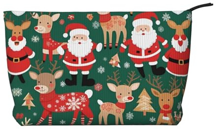 WZYCWB Winter Santa Claus Patterned Toiletry Storage Bag, Essential for organizing Cosmetics and Skincare Products., Santa Claus and Christmas Deer, One Size