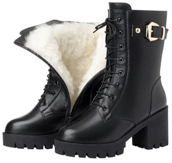 Bottines Plateforme Femme Talon Botte en Cuir avec Fermeture éclair Confortable Bottine pour l'Automne et de l'hiver Vintage Bottes et Bottines Talons Cheville Chaussons LéGèRes AntidéRapante Boots