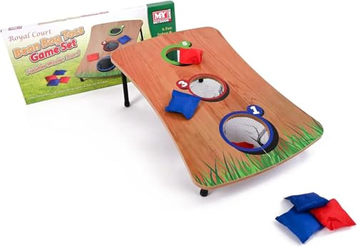 Bean Bag Toss Game – Wooden Cornhole Board with 6 Bean Bags – Indoor & Outdoor Garden Throwing Game for Kids & Family – Classic Corn Hole Set with Target Holes