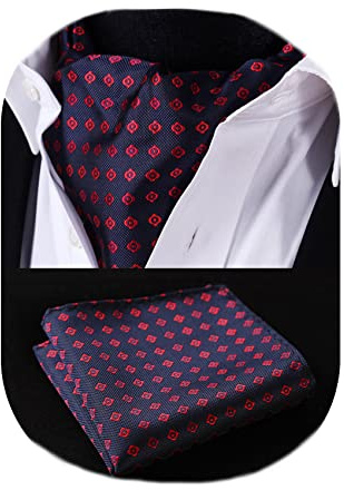 HISDERN Ascot slips för män slips och näsduk Paisley blomslips formellt bröllop elegant jacquardslips ascot halsduk herr