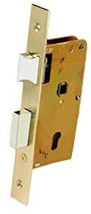 Cofan Cerradura de embutir en color latón | Con cerradero | Medidas en 47 mm y E de 40, 50 y 60 mm | Color latón para puerta de madera