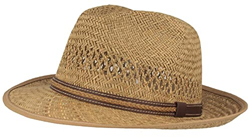 Breiter Sombrero de Paja para el Sol Sombrero de Verano Bogart Hecho a Mano 100% Paja - Unisex - Material Ligero Cómodo y Duradero – No irrita la Piel, Natural
