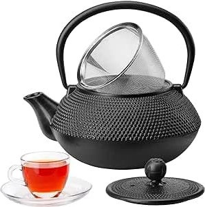 Vintage Gourmet Japanese Style Tetsubin Cast Iron Teapot (0.6 Litre with Rope Handle)