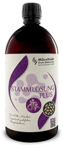 MikroVeda Solución madre Plus 1 litro activador del suelo con microorganismos eficaces, sustancias orgánicas 100% naturales, abono orgánico vegano