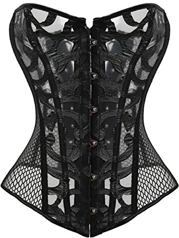 Kelvry Vintage Brocado Satén Encaje Cinta Ajustablee Lace Push-up Corsé para Mujer S-6XL