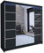 Mirjan24 Kleiderschrank Talin V, Schiebetürenschrank, Garderobenschrank mit Kleiderstange und Einlegeboden, Dielenschrank (Schwarz/Schwarz + Spiegel, mit RGB LED Beleuchtung)