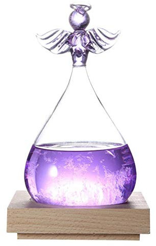 Verre d'orage Transparent de Goutte d'eau avec Base, décor d'ange, Station de prévisions météorologiques prédicteur décor à la Maison Cadeau de Saint Valentin(Violet)