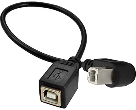 Cable de extensión corto USB 2.0 B hembra a tipo B macho de 90 grados en ángulo recto para impresora escáner HDD móvil (abajo)
