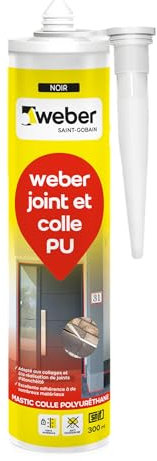 Weber Mastic colle poyuréthane PU, noir, 300ml, PU40