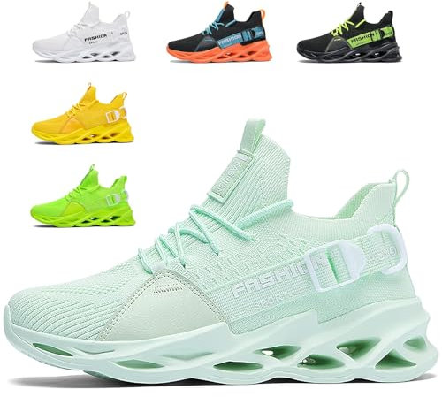 SSERHEHK Sportschuhe Laufschuhe Atmungsaktiv Leichte Turnschuhe Gym Fitness Sneaker für Herren Damen G133 Apple Green 42EU