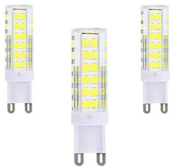 OUKAIDE Juego de 3 bombillas LED G9 7W Luz Blanca Fría 6000K, 700lm, ángulo de haz de 360°, AC 220-240V, No Regulable, base de cerámica G9