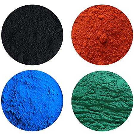 100 g 4 paket med järnoxidpulver, betongpigment, cement, murbruk, svart järnoxidpulver | grönt järnoxidpulver | rött järnoxidpulver | blått järnoxidpulver, 25 g av varje färg