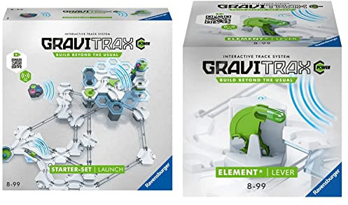 Ravensburger GraviTrax Power Starter-Set Launch. Erweiterbares interaktives Kugelbahnsystem mit elektronischen Elementen, für Kinder ab 8 Jahren Power Element Lever.
