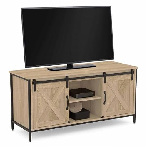 IDMarket - Meuble TV 113 cm Quebec 2 Portes granges coulissantes Design Industriel