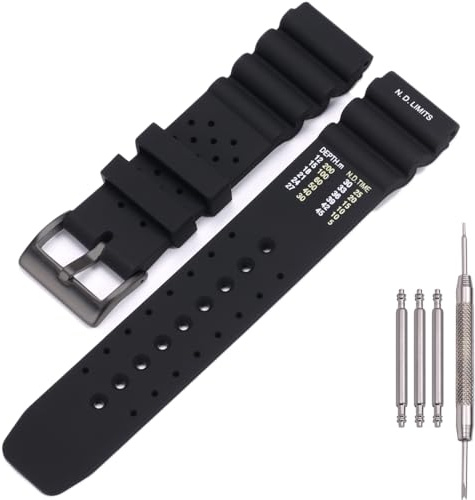22mm Silikon-Uhrenarmband kompatibel mit Citizen Hyper Aqualand Duplex Promaster Herren Sport Wasserdicht Taucharmband Armbanduhr Zubehör (Black buckle)