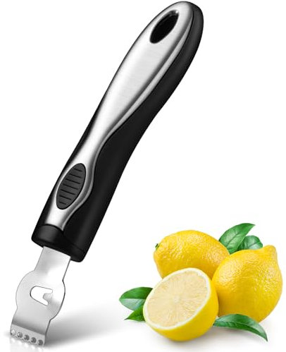 Zitronen Zester Schäler Professioneller Zitronenzester mit Canelle Messer Edelstahl Zitronenscheibe für Gin Cocktail Limetten Orangen Küchen Werkzeug (Stilvoll, 6,89 Zoll)