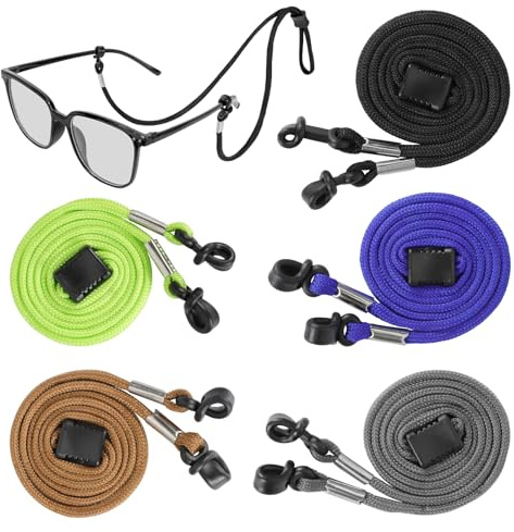 5 stycken justerbara glasögonband, sport glasögonband solglasögon hållare glasögonhållare för sportglasögon solglasögon läsglasögon, glasögonremmar för män kvinnor, Stil 1-5 stycken, En Storlek