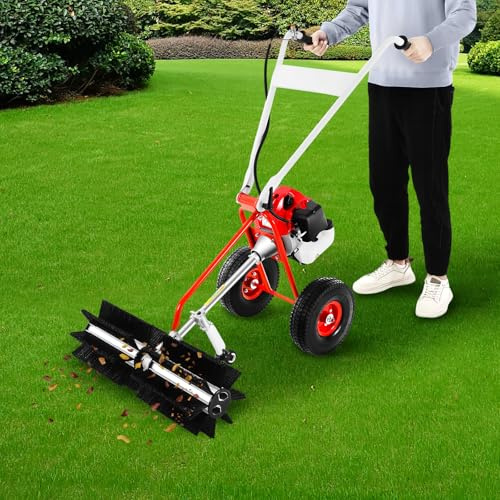DSYOGX Barredora de 2 tiempos, 1 cilindro, 1,7 kW, motor de gasolina de 2 tiempos, escoba de gas con motor de 43 CC, escoba manual para césped artificial, limpieza de calles