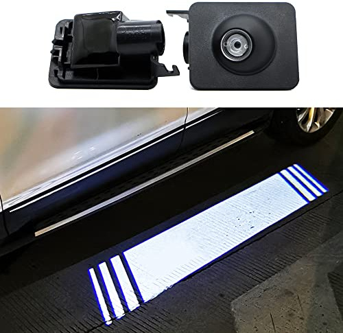 Duleutgnu 2 Stück Umfeldbeleuchtung LED Seite Unter Spiegel Umgebungslicht Autotür Logo Türbeleuchtung Innenraum Ghost Projektor Willkommenslicht Teppich Auto Ersatz Rücklicht Zubehör Glaslinse Blue