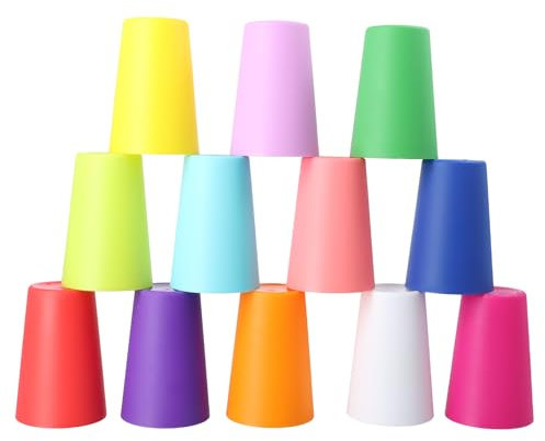 12 Vasos de Plástico Reutilizables, Coloridos Vaso Plastico Infantil, 260ml Apilables Vasos para Fiestas, Vaso Irrompible de Agua Potable, Vasos Camping para Cocina Picnic Playa Exteriores Viajes